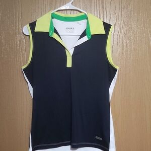 Annika Cutter & Buck Womens Tank Top Size Medium Blue Green Diamonds Sleeveless